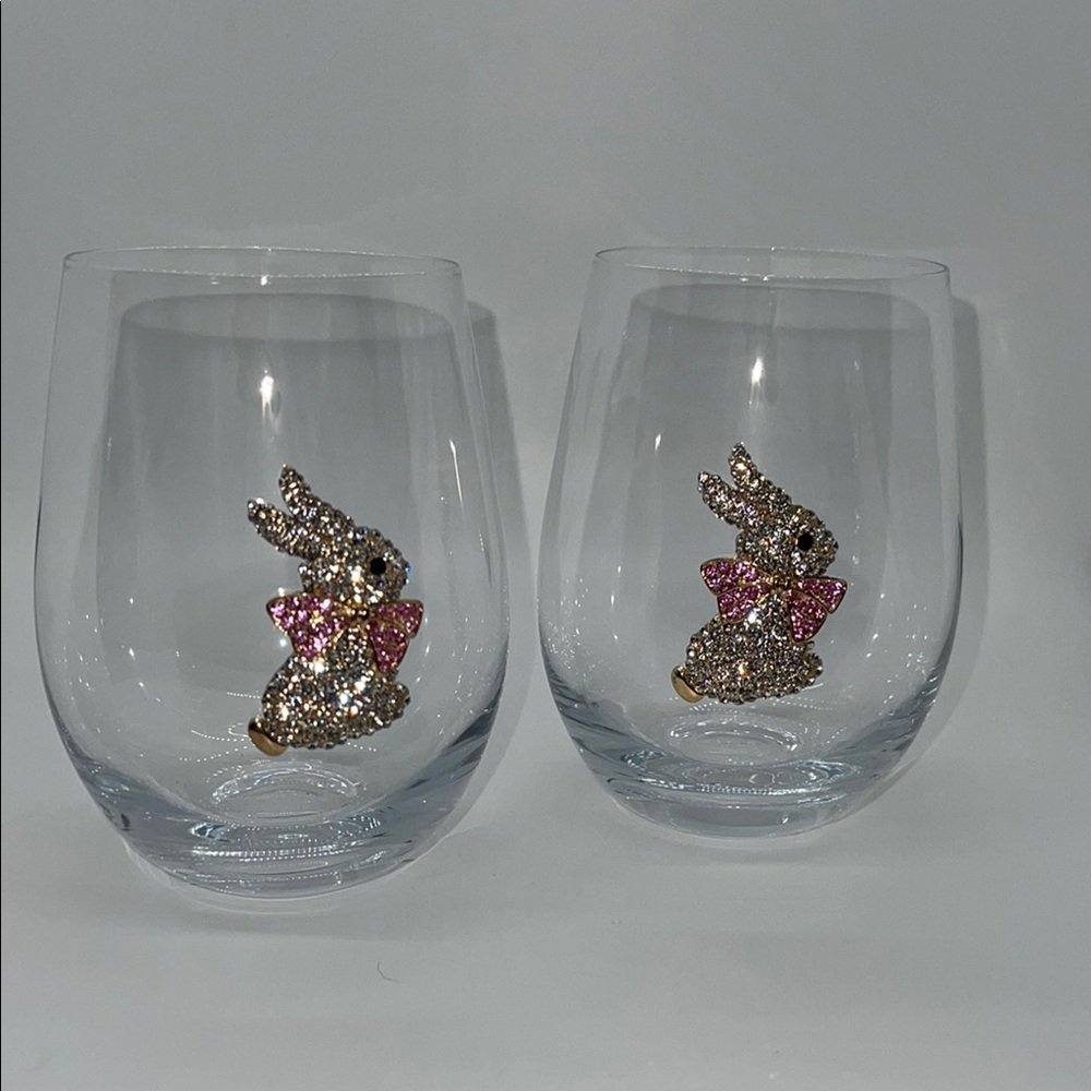 NWT Crystal Bunny Wine Glasses - Picture 3 of 5